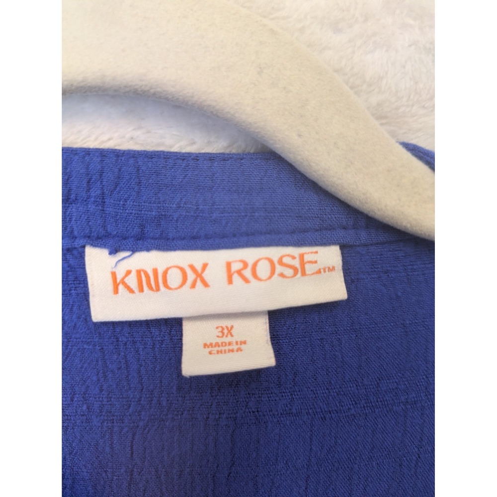 Knox Rose Midi Dress Women's 3X Blue Eyelet Puff Sleeve Button Front Boho - Picture 5 of 11